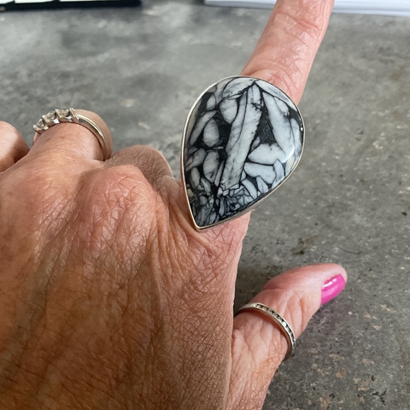 Gorgeous zebra jasper and sterling silver ring 925 stamped - Picture 6 of 7